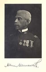 This is a photograph of Allensworth in his military uniform in 3/4 profile. He is decorated with at least four medals.