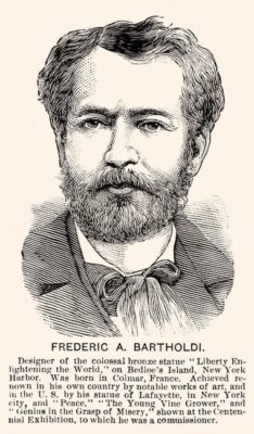 This is an inked newspaper sketch of Auguste Bartholdi. Istock
