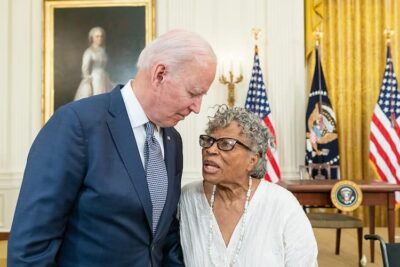 Opal Lee has President's Biden's ear as she explains something she wants him to know about Juneteenth.