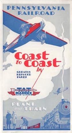 This is a color brochure for the Transcontinental Air Transport Company's Coast-to-Coast air service.