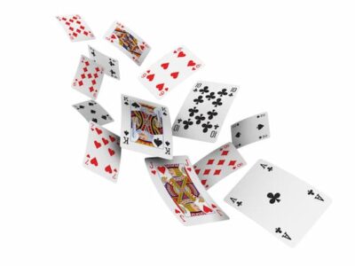 an istock photo of playing cards falling. Credit: pavlen