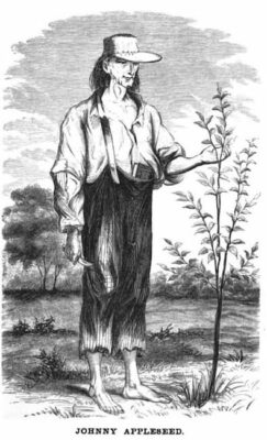 sketch of Johnny Appleseed