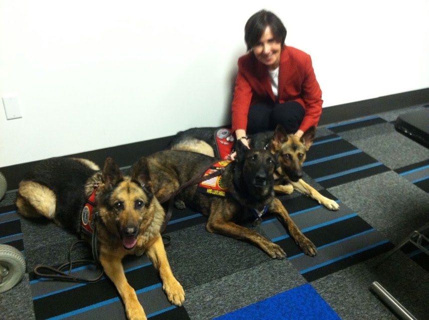 I was getting to enjoy the dogs but they are focused on Debbie!