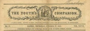 This photo shows the banner of the Youth's Companion where the Pledge was first published.