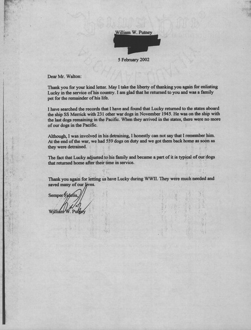war dog letter