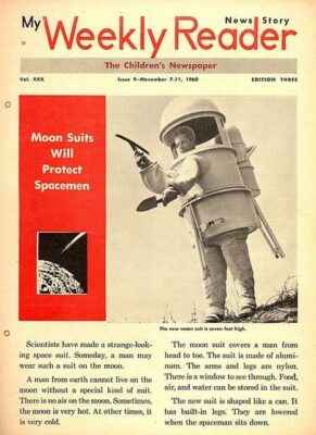 My Weekly Reader reporting on a story of how space suits will protect astronauts.