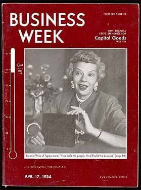 Brownie Wise featured on the cover of Business Week magazine, April 17, 1954.