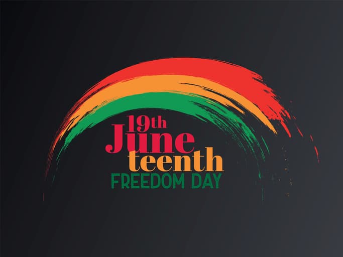 A colorful graphic depicting Juneteenth as "Freedom Day."